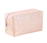 Laser Pink Heart Square Makeup Bag