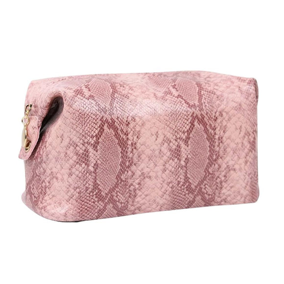 Pink Snakeskin Makeup Bag