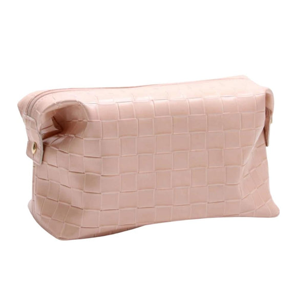 Pink Woven Makeup Bag